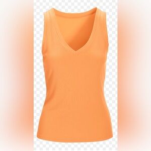 Boston Proper Vibrant Orange V-Neck Tank Top